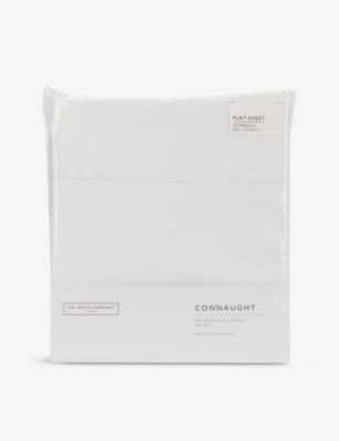 The White Company Chalk Connaught Cotton Silk King Flat Sheet Super King