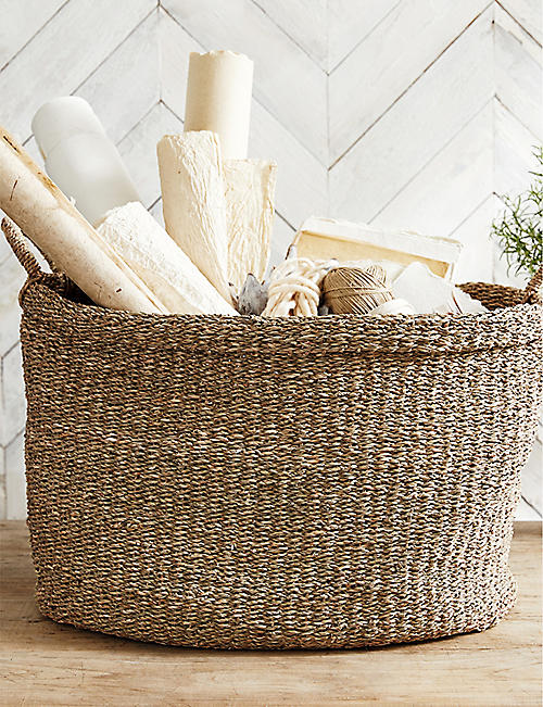 THE WHITE COMPANY: Oval double-handle seagrass storage basket 38cm