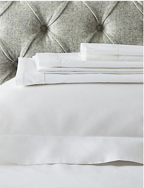THE WHITE COMPANY: Row Cord cotton double flat sheet 275cm x 230cm