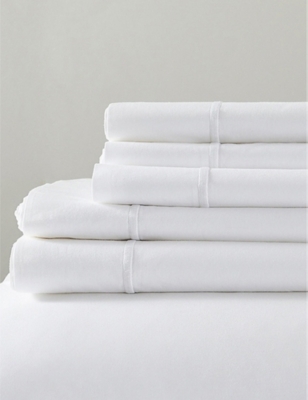 The White Company Savoy Double Fitted Sheet In White