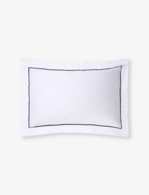 The White Company Savoy Oxford Cotton Pillowcase In White/navy