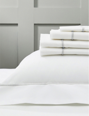 The White Company White/silver Savoy Cotton Flat Sheet