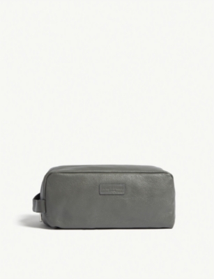 The White Company Men's Men's Leather Wash Bag, Black