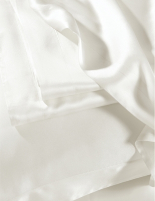 Shop The White Company Chalk Audley Double Silk Fitted Sheet