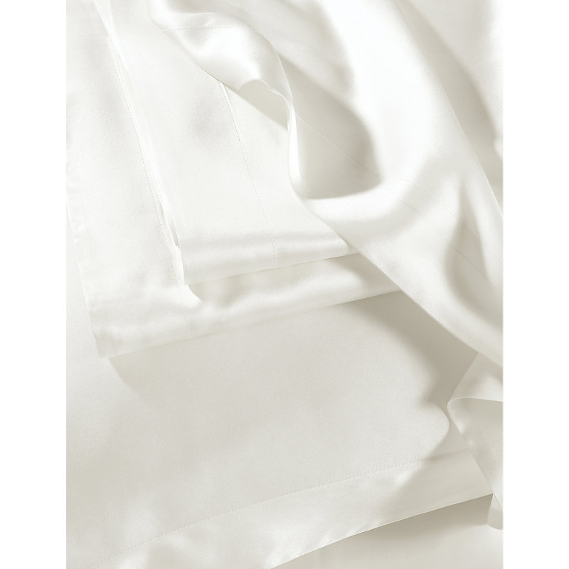 Shop The White Company Chalk Audley Double Silk Fitted Sheet