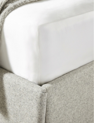 The White Company Chalk Audley Double Silk Fitted Sheet 190cm X 140cm