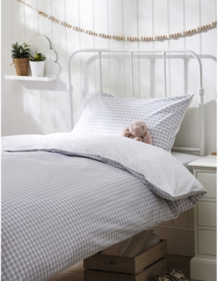 THE LITTLE WHITE COMPANY Reversible gingham cotton single linen set Selfridges