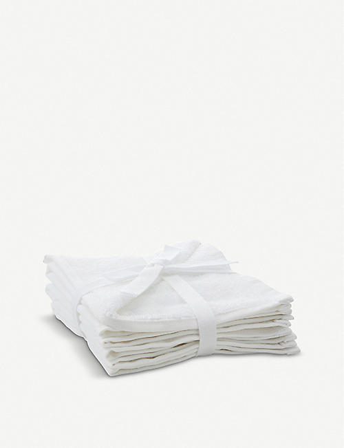 THE WHITE COMPANY: Cotton face cloth set of three 30cm x 30cm