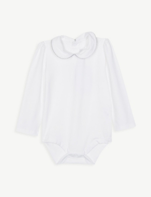 THE LITTLE WHITE COMPANY - Sparkle-trim cotton bodysuit 0-24 months ...