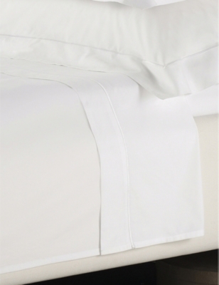 THE WHITE COMPANY: Savoy cord-trim cotton flat sheet