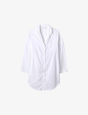 The White Company Womens White Striped Cotton Night Shirt