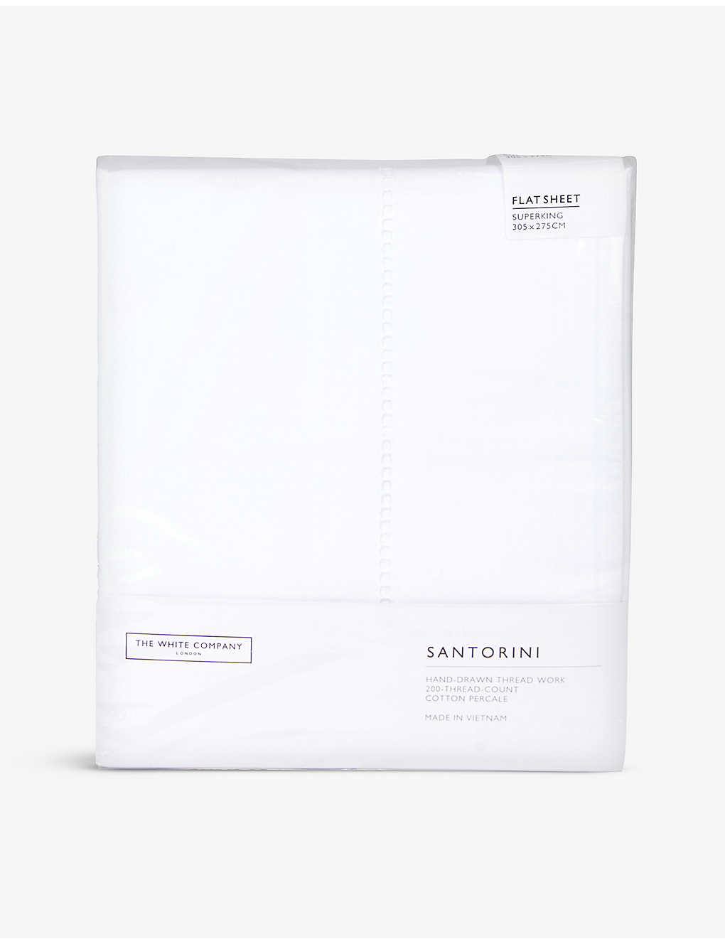 The White Company White Santorini Cotton Super King Size Flat Sheet 305cm X 275cm Super King