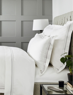 The White Company White/silver Cavendish Egyptian Cotton King Duvet Cover 220x225cm In White/silver