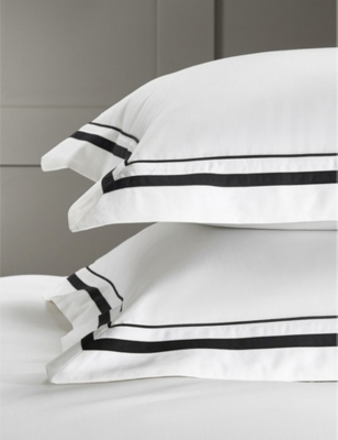 The White Company White/black Cavendish Classic Cotton Pillowcase
