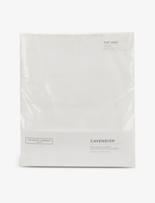 The White Company White/black Cavendish Cotton Flat Sheet