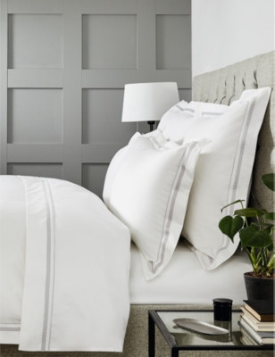 Shop The White Company White/silver Cavendish Cotton Flat Sheet