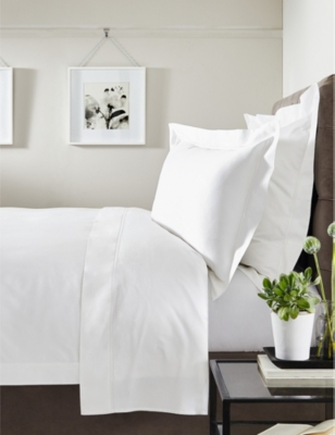 The White Company Symons Double-row Cord Egyptian Cotton Fitted Sheet Emperor Size 200x200cm In White