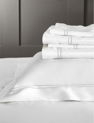 The White Company Whtesilver Symons Double-row Cord Egyptian Cotton Double Duvet Cover