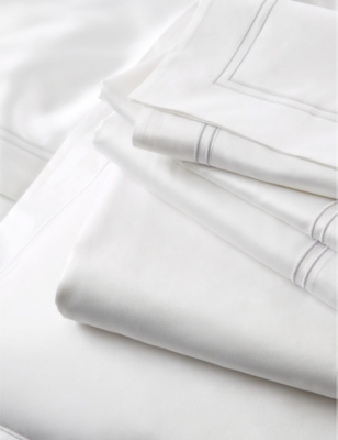 THE WHITE COMPANY: Symons double-row cord Egyptian cotton flat sheet emperor size 320x290cm