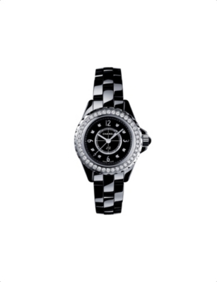 Pre-owned Chanel H2571 J12 29mm Diamonds High-tech Ceramic, Steel And 0.13ct Diamond Quartz Watch