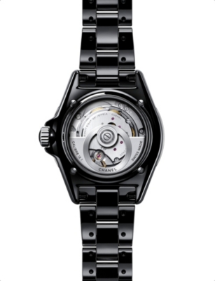 Pre-owned Chanel H5697 J12 Automatic Ceramic And Steel Watch In Black