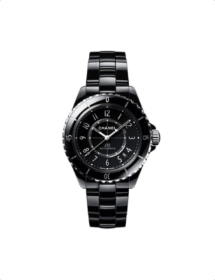 Pre-owned Chanel H5697 J12 Automatic Ceramic And Steel Watch In Black