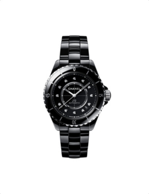 Pre-owned Chanel Womens Black H5702 J12 Automatic Diamond, Ceramic And Steel Watch