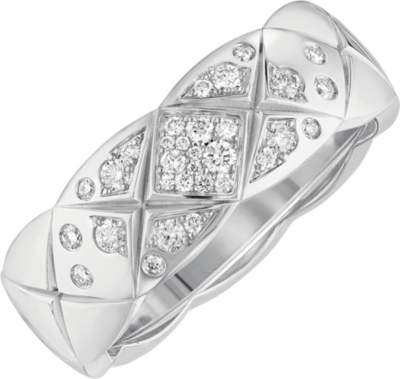 Chanel Coco Crush Ring In 18k White Gold And Diamonds Small Version Selfridges Com