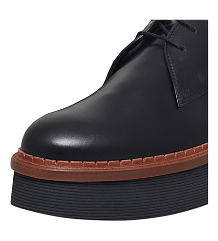 TOD'S Gomma allaciata leather flatform shoes