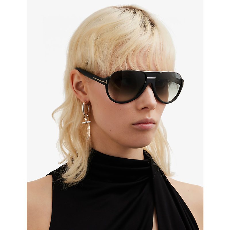 Shop Tom Ford Womens Black Matte Dimitry Aviator Sunglasses