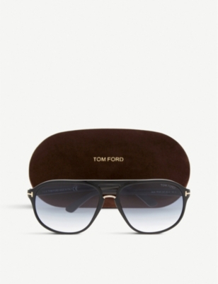 TOM FORD MENS BLACK SHINY JACOB AVIATOR SUNGLASSES 80742258