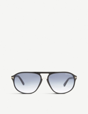 Tom Ford Mens Black Shiny Jacob Aviator Sunglasses