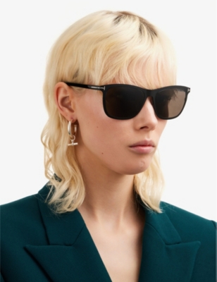 Shop Tom Ford Women's Black Alasdhair Square-frame Sunglasses