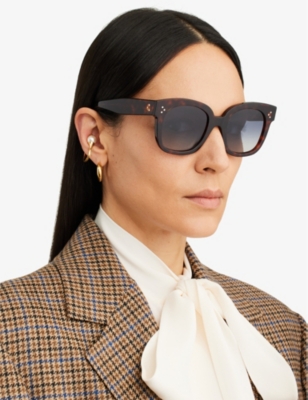 Celine 3 Dots Havana Acetate Square Sunglasses In Brown