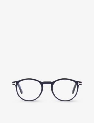 Tom Ford Womens Blue Tr000557 Ft5294 Round-frame Acetate Optical Glasses