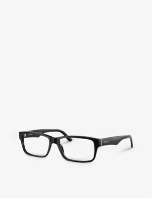 Shop Prada Men's Black Pr16mv Rectangle-frame Acetate Optical Glasses