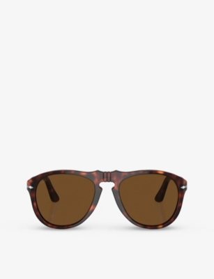 PERSOL: PO0649 pilot-frame tortoiseshell acetate sunglasses