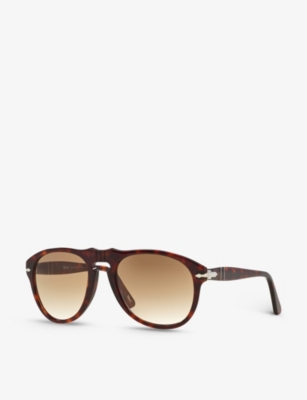 Persol Mens Brown Po0649 Pilot-frame Acetate Sunglasses In Brown