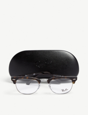 Ray Ban Clubmaster Rectangle-frame Glasses In Brown