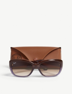 Shop Ray Ban Ray-ban Women's Brown Rb4101 Jackie Ohh Rectangle-frame Sunglasses