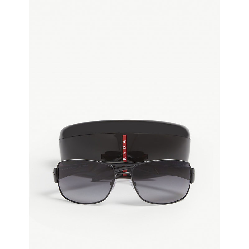 Shop Prada Linea Rossa Women's Black Linea Rossa Square Frame Sunglasses