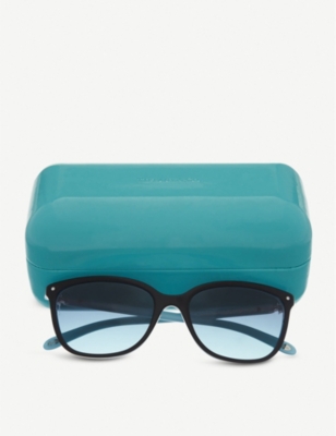Tiffany & Co Womens Black/striped Blue Tf4105 Square Sunglasses In Black/striped Blue