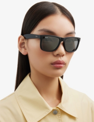 Ray Ban Ray-ban Womens Black Rb4165 Justin Rectangular Sunglasses In Black