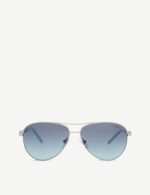 Shop Tiffany & Co Tf3049b Infinity Aviator Sunglasses In Silver