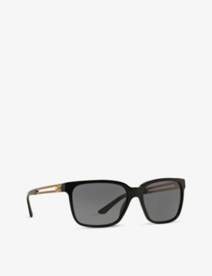 Shop Versace Women's Black Ve4307 Rectangular-frame Acetate And Metal Sunglasses