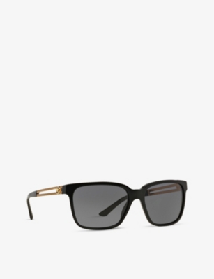 Versace Ve4307 Rectangular-frame Acetate And Metal Sunglasses In Black