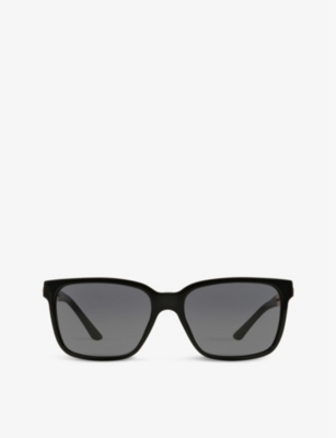 Versace Ve4307 Rectangular-frame Acetate And Metal Sunglasses In Black