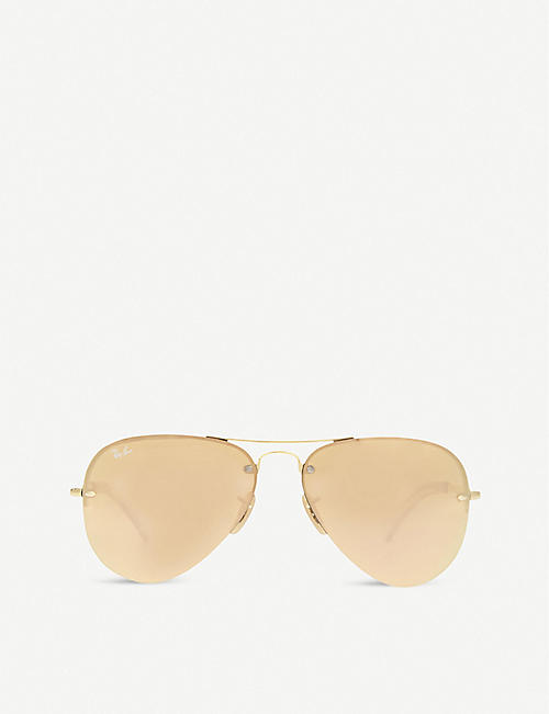 RAY-BAN: RB3449 gold-toned aviator sunglasses