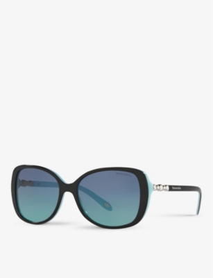 Shop Tiffany & Co Tf4121b Square-frame Acetate Sunglasses In Black