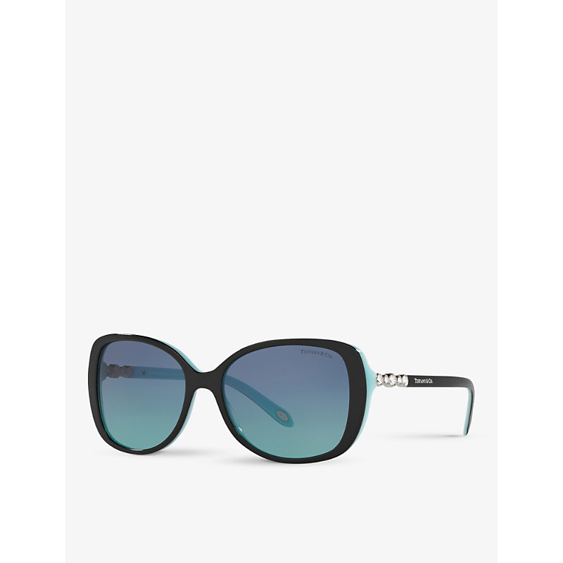 Shop Tiffany & Co Womens Black Tf4121b Square-frame Acetate Sunglasses